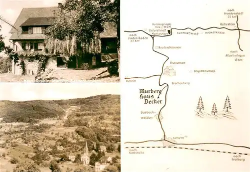 AK / Ansichtskarte Sasbachwalden Haus Decker Panorama Gebietskarte Sasbachwalden