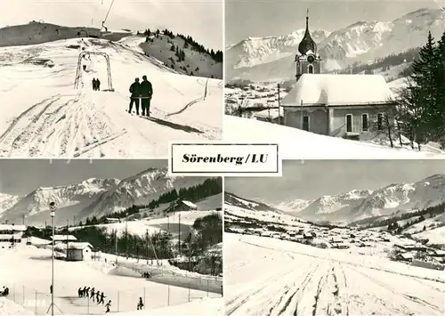 AK / Ansichtskarte Soerenberg_LU Skilift Kapelle Panorama Soerenberg LU