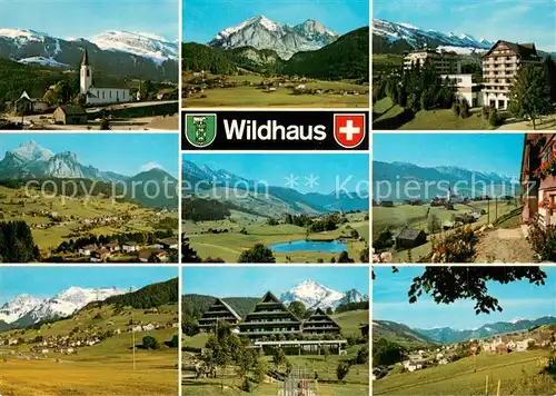 AK / Ansichtskarte Wildhaus__SG Kirche Panorama Teilansichten 