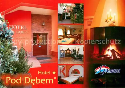 AK / Ansichtskarte Zielona_Gora_Gruenberg Hotel Pod Debem Gastraeume Zimmer Kamin 
