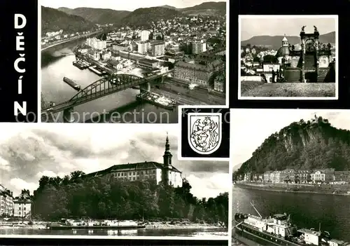 AK / Ansichtskarte Decin_Czechia Fliegeraufnahme Teilansichten 