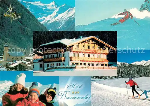 AK / Ansichtskarte Neustift_Stubaital_Tirol Hotel Brunnenhof Kirche Skipiste Neustift_Stubaital_Tirol
