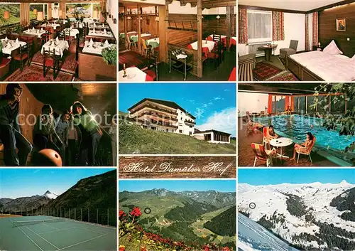 AK / Ansichtskarte Damuels_Vorarlberg Hotel Damuelser Hof Gastraeume Zimmer Hallenbad Tennisplatz Panorama Damuels Vorarlberg