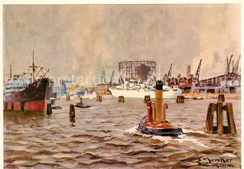 AK / Ansichtskarte Hamburg Hamburger Hafen Kuenstlerkarte Hamburg