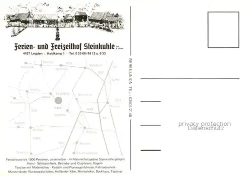 AK / Ansichtskarte Legden Ferien und Freizeithof Steinkuhle Gartenanlage Eingang zur Festscheune Legden