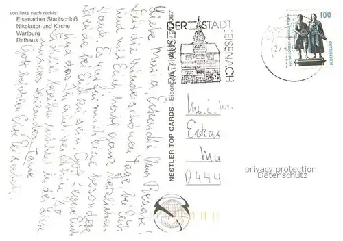 AK / Ansichtskarte Eisenach Stadtschloss Nikolaitor und Kirche Wartburg Rathaus 