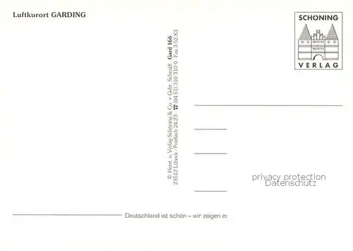 AK / Ansichtskarte Garding Luftkurort Fliegeraufnahme Motiv mit Kirche Promenade Kueste Garding