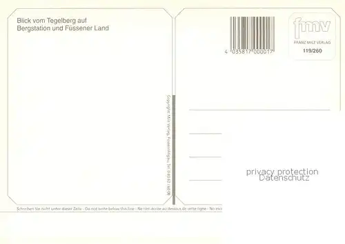 AK / Ansichtskarte Fuessen_Allgaeu Blick vom Tegelberg auf Bergstation und Fuessener Land Fuessen Allgaeu