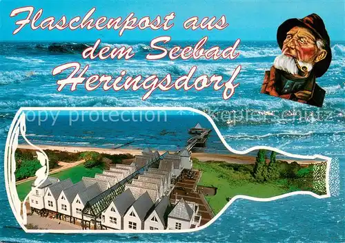 AK / Ansichtskarte Heringsdorf_Ostseebad_Usedom Flaschenpost aus dem Seebad Seebruecke Heringsdorf_Ostseebad