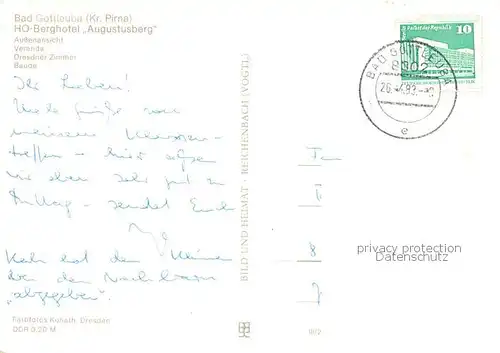 AK / Ansichtskarte Bad_Gottleuba Berggiesshuebel HO Berghotel Augustusberg Restaurant Bad