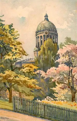 AK / Ansichtskarte Zuerich_ZH Maienpracht mit Kreuzkirche Kuenstlerkarte Zuerich_ZH