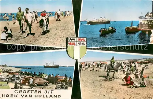AK / Ansichtskarte Hoek_van_Holland Strandleben Reiten Hafen Dampfer Hoek_van_Holland