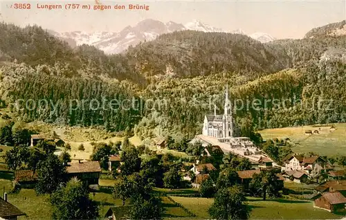 AK / Ansichtskarte Lungern_OW Panorama mit Kirche und Bruenig 