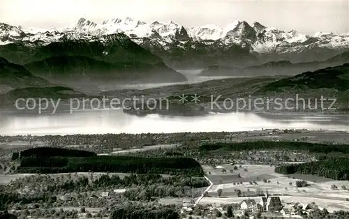 AK / Ansichtskarte Zugersee mit Vierwaldstaettersee und Berner Alpen Zugersee