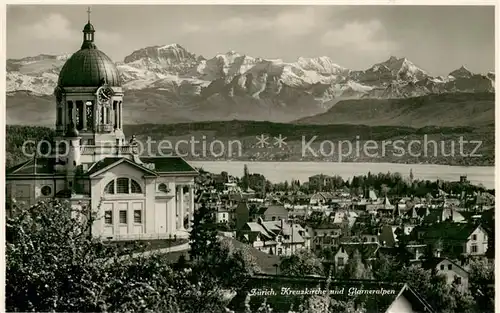 AK / Ansichtskarte Zuerich_ZH Kreuzkirche und Glarner Alpen Zuerich_ZH