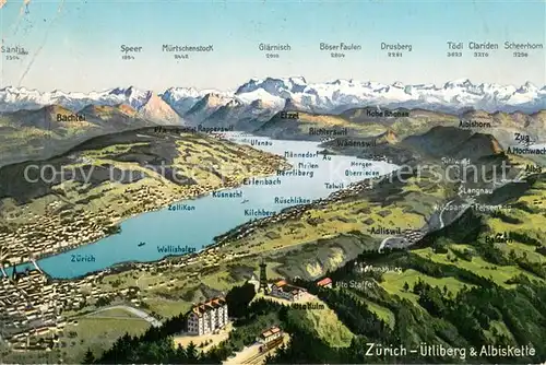 AK / Ansichtskarte Uetliberg_ZH Panoramakarte mit Albiskette Uetliberg ZH