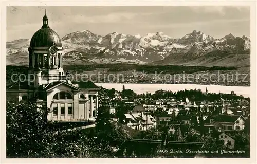 AK / Ansichtskarte Zuerich_ZH Kreuzkirche mit Glarner Alpen Zuerich_ZH