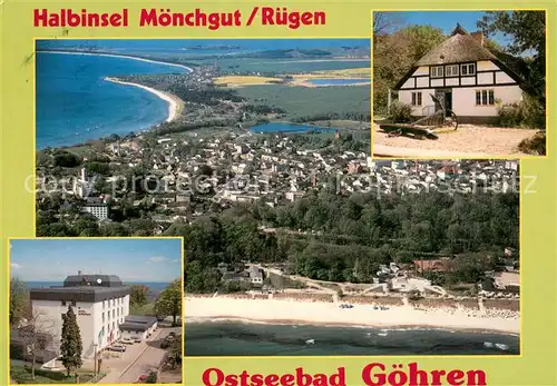 AK / Ansichtskarte Goehren_Ruegen Fliegeraufnahme mit Halbinsel Moenchgut Hotel Nordperd Moenchgut Museum Goehren Ruegen
