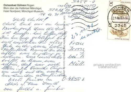 AK / Ansichtskarte Goehren_Ruegen Fliegeraufnahme mit Halbinsel Moenchgut Hotel Nordperd Moenchgut Museum Goehren Ruegen