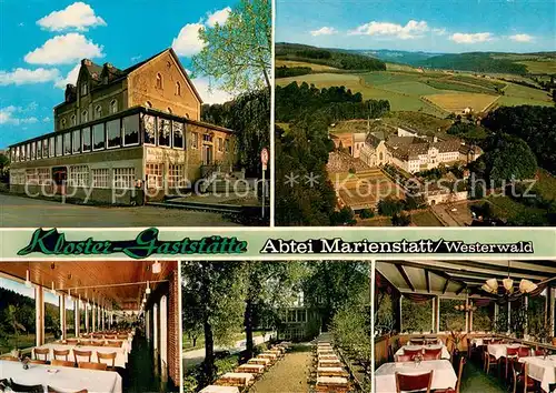 AK / Ansichtskarte Marienstatt_Westerwald Kloster Gaststaette Abtei Marienstatt Speisesaal Gartenterrasse Fliegeraufnahme Marienstatt_Westerwald