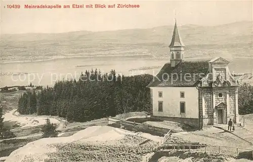 AK / Ansichtskarte Etzel_St_Meinrad Meinradskapelle am Etzel mit Blick auf Zuerichsee Etzel_St_Meinrad