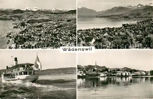 AK / Ansichtskarte Waedenswil_Waedensweil_ZH Fliegeraufnahmen Faehre Seepartie 