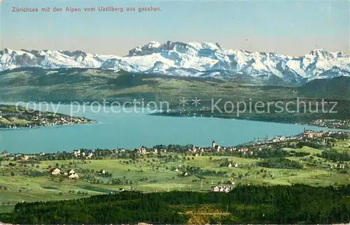 AK / Ansichtskarte Zuerichsee_ZH Blick vom Uetliberg mit Alpen Zuerichsee ZH
