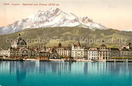 AK / Ansichtskarte Luzern__LU Bahnhof und Pilatus 
