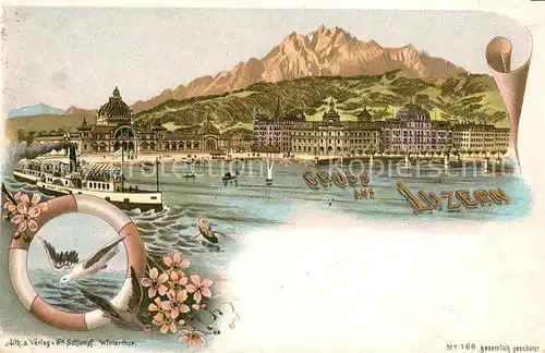 AK / Ansichtskarte Luzern__LU Bahnhof und Pilatus 