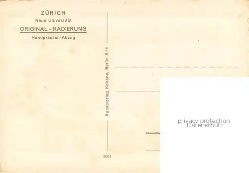 AK / Ansichtskarte Zuerich_ZH Neue Universitaet Radierung Zuerich_ZH