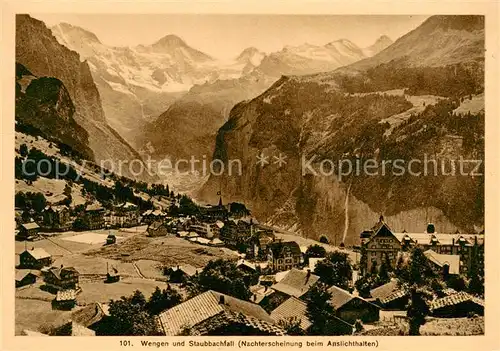 AK / Ansichtskarte Wengen__BE und Staubachfall Panorama 