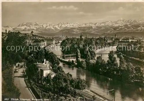 AK / Ansichtskarte Zuerich_ZH mit Limmat Platzspitz und Sihl Zuerich_ZH