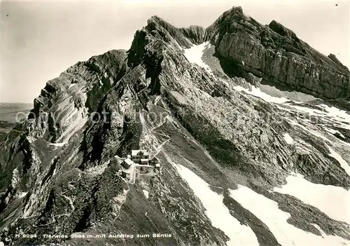 AK / Ansichtskarte Tierwies_AR Aufstieg zum Saentis Fliegeraufnahme 