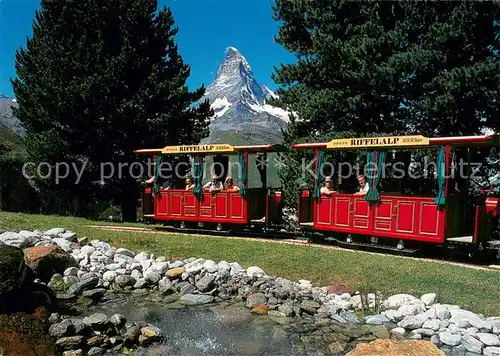 AK / Ansichtskarte Zermatt_VS Das Rifflealptram mit Matterhorn Zermatt_VS