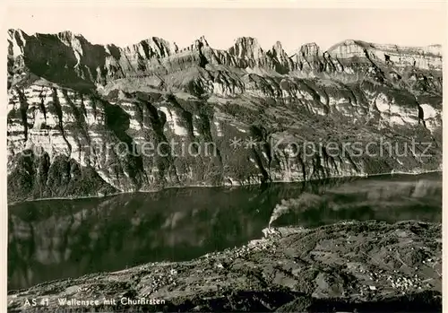AK / Ansichtskarte Wallensee_Walensee_SG mit Churfirsten Feldpost 