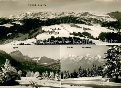 AK / Ansichtskarte Toggenburg_SG mit Churfirsten Rietbach Speer Saentis Stockberg Wolzenalp 