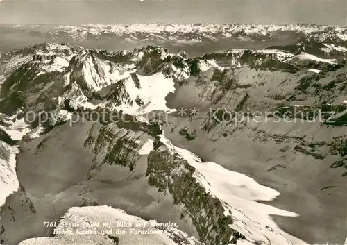 AK / Ansichtskarte Saentis_AR Berghotel Saentis Blick auf Marwies Hoher Kasten und die Vorarlberge Fliegeraufnahme Saentis_AR