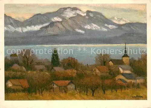 AK / Ansichtskarte St_Prex_VD mit Lac Leman Kuenstlerkarte 