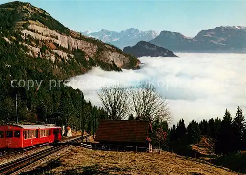 AK / Ansichtskarte Rigi_Kaltbad Vitznau Rigi Bahn Nebelmeer Blick auf Dossen Urner und Unterwaldner Alpen Rigi_Kaltbad