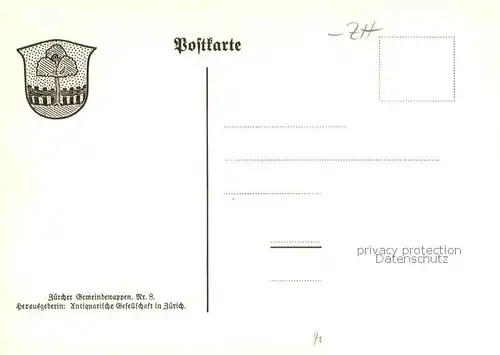 AK / Ansichtskarte Hagenbuch_Winterthur_ZH Zuercher Gemeindewappen In Gold auf gruenem Boden vor schwarzem Flechthag eine gruene Hagenbuche mit roten Stamm 