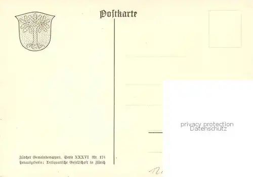 AK / Ansichtskarte Marthalen_ZH Zuercher Gemeindewappen In Gold eine ausgerissene gruene Eiche 