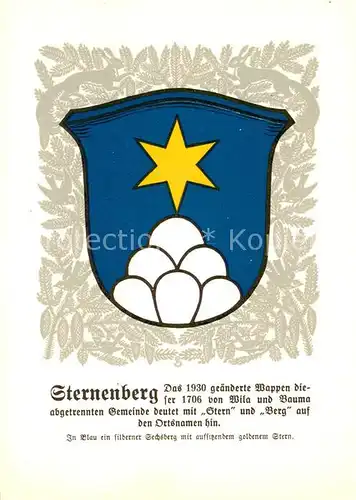 AK / Ansichtskarte Sternenberg__ZH Zuercher Gemeindewappen In Blau ein silberner Schesberg mit aufspitzendem goldenem Stern 