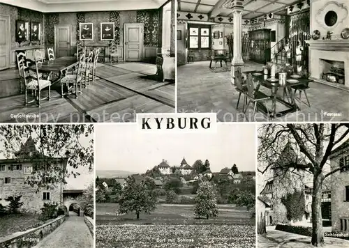 AK / Ansichtskarte Kyburg_ZH Gerichtsstube Festsaal Eingang Dorf mit Schloss Schlosshof Kyburg_ZH