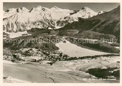 AK / Ansichtskarte St_Moritz_GR Skigebiet Fliegeraufnahme St_Moritz_GR