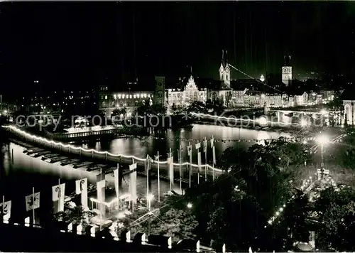 AK / Ansichtskarte Zuerich_ZH bei Nacht Jubilaeumsfeier Juni 1951 Zuerich_ZH