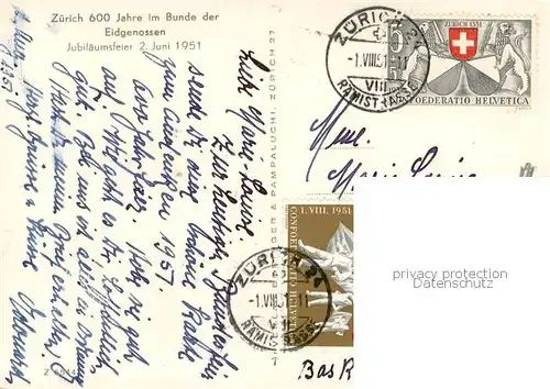 AK / Ansichtskarte Zuerich_ZH bei Nacht Jubilaeumsfeier Juni 1951 Zuerich_ZH