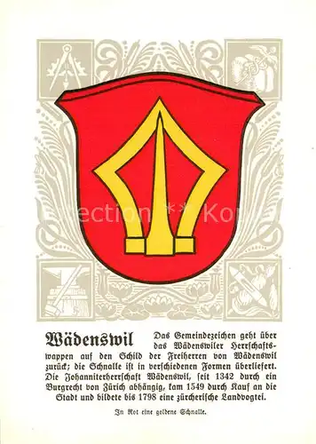AK / Ansichtskarte Waedenswil_Waedensweil_ZH Gemeindewappen in Rot eine goldene Schnalle 