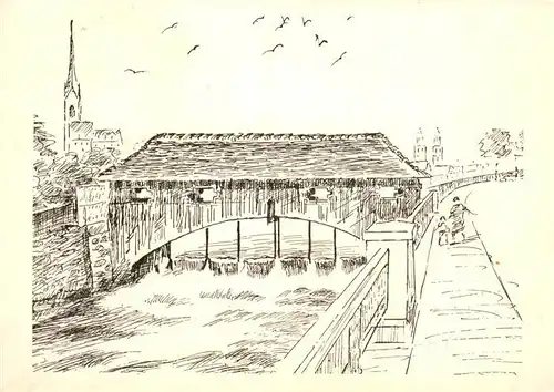 AK / Ansichtskarte Zuerich_ZH Gedecktes Brueggli abgebrochen am 1. April 1950 Zuerich_ZH