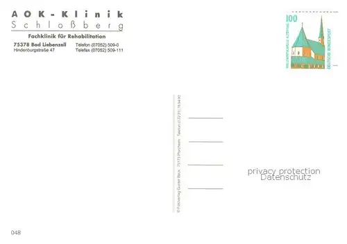 AK / Ansichtskarte Bad_Liebenzell AOK Klinik Schlossberg Aussenansicht Bad_Liebenzell