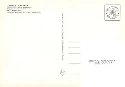 AK / Ansichtskarte Anger_Chiemgau Gasthof Alpenhof Aussenansicht Anger Chiemgau
